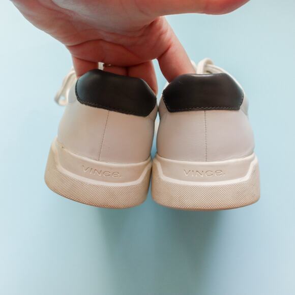 Vince Brady White Leather Lace Up Low Ankle Sneakers Size Men's 9 - Picture 5 of 9